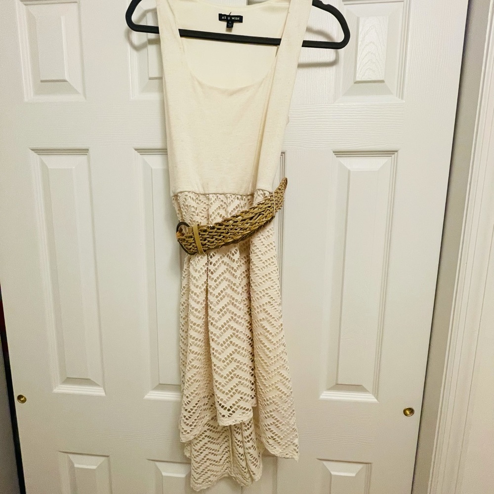 AS U WISH Women Dress with belt beige (Size M)